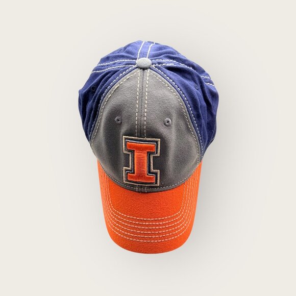 University Of Illinois Fighting Illini Adjustable Baseball Cap Orange Navy Grey - Picture 5 of 7